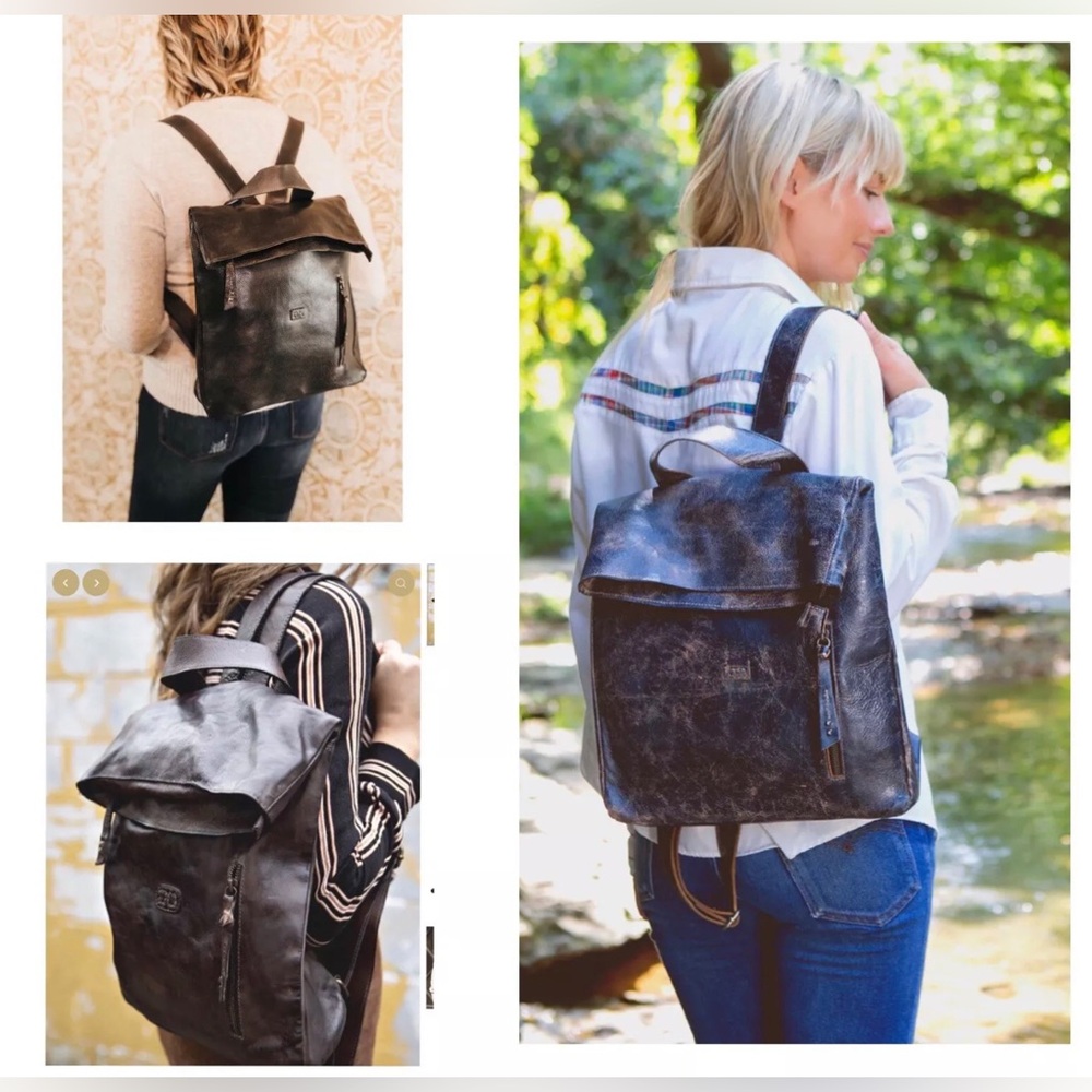 Bed Stu Howie Leather Backpack Black Grey Rustic Rustic Retail $365 - Picture 14 of 14